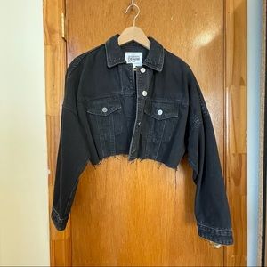 Zara Cropped Black Denim Jacket